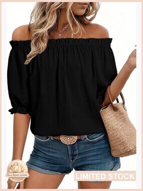 Off Shoulder Puff Sleeve Blouse Dressy Casual Cute T Shirt Fashion 2026